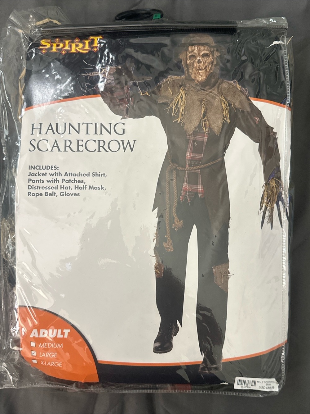 Spirit Haunting Scarecrow Costume - Black & Brown men size large